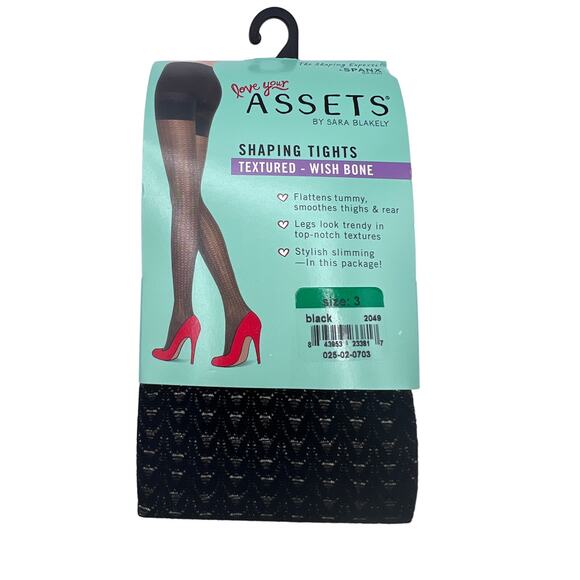 Love Your Assets Accessories - Love Your Assets Sara Blakely Shaping Tights Textured Wishbone Black 2049 Size 3